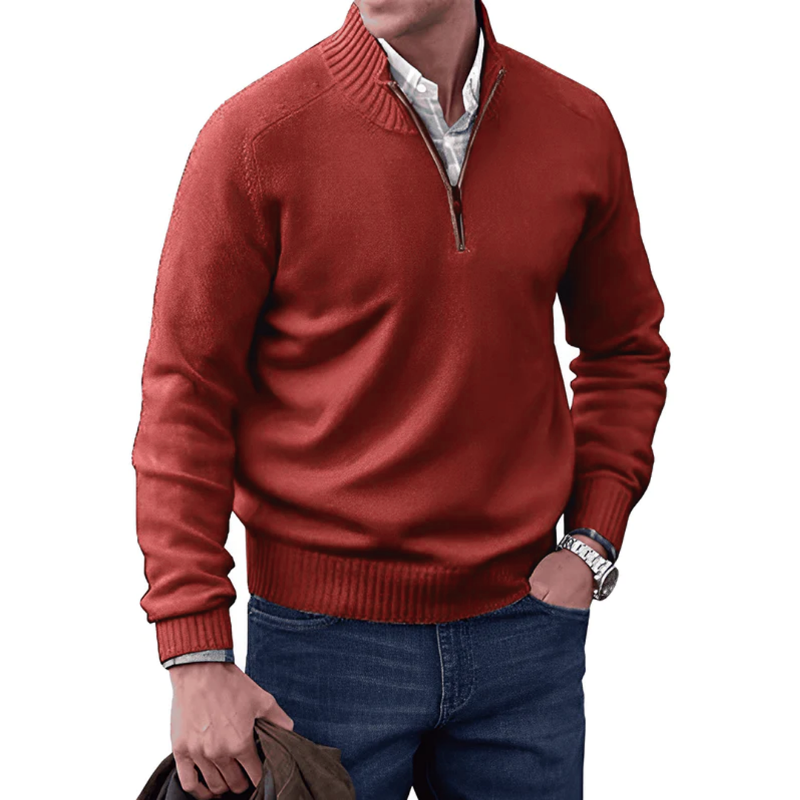 Herren Viertelzip-Pullover - Winter - Pullover - Strickpullover - Herren Halbzip-Pullover
