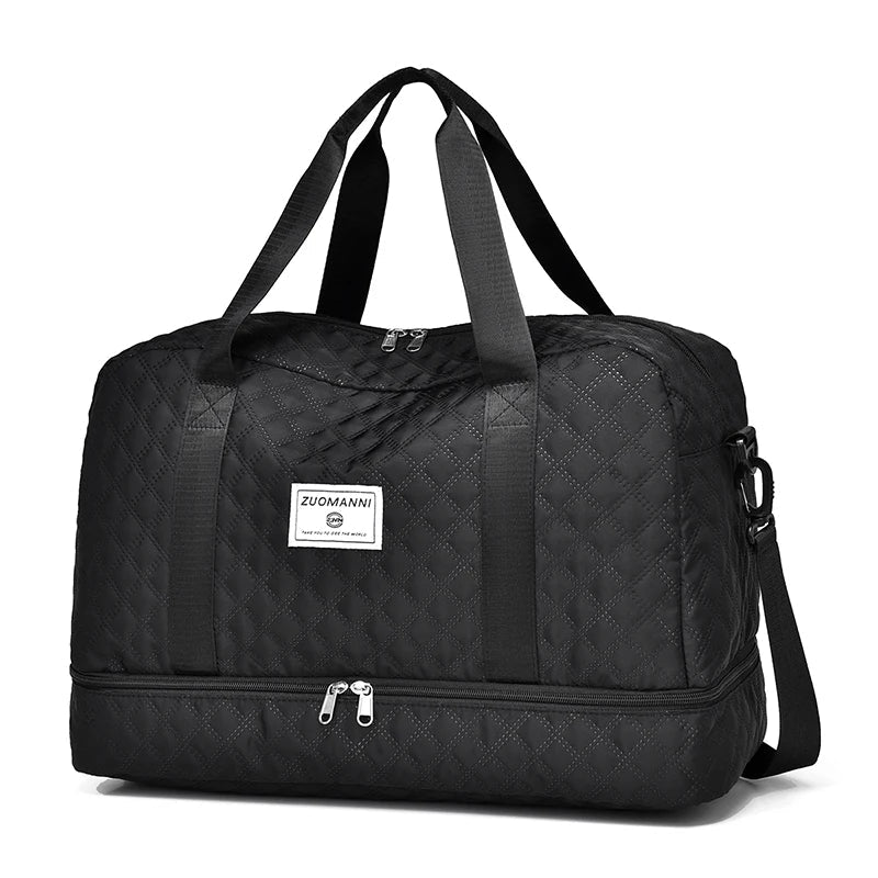 Raumio TravelFlex Leichte Reisetasche mit Diamantmuster | Große Sport- und Wochenendtasche mit Schuhfach und Nassfach | Kabinentauglich und faltbar