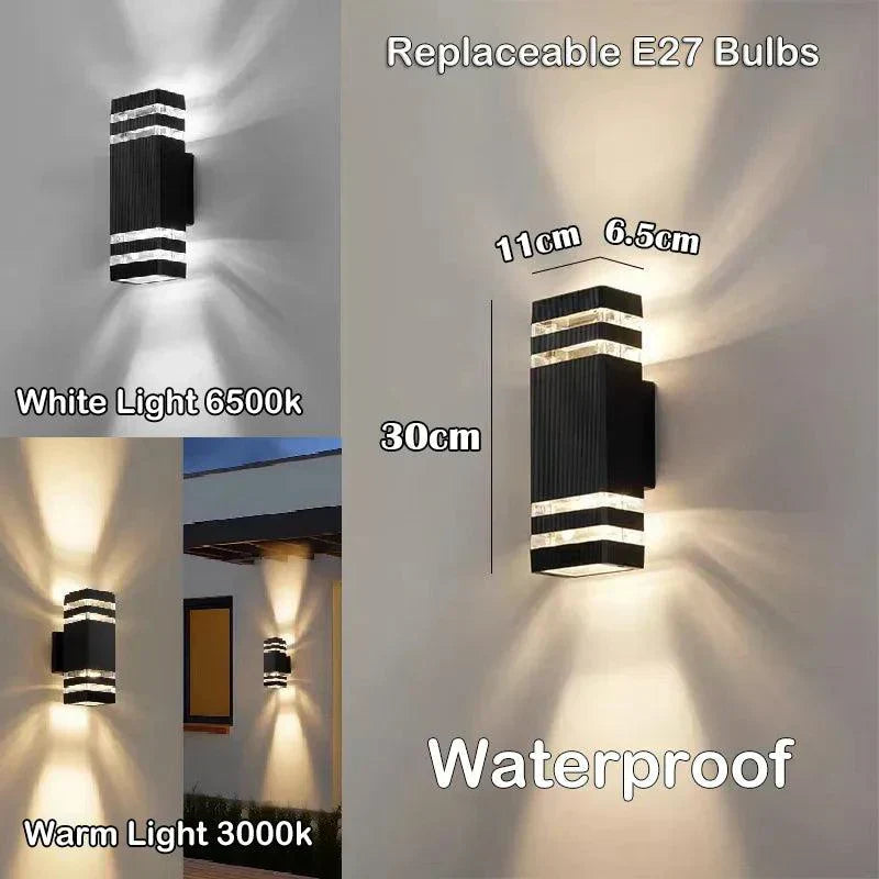 LumiBloc LED Außenwandleuchte | Auf- und Abwärts-Effekt | E27 Fassung | IP65 Wasserdicht | Modernes Design für Garten & Balkon
