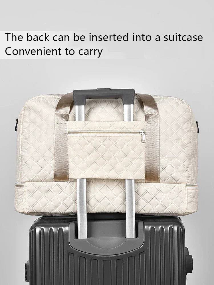 Raumio TravelFlex Leichte Reisetasche mit Diamantmuster | Große Sport- und Wochenendtasche mit Schuhfach und Nassfach | Kabinentauglich und faltbar