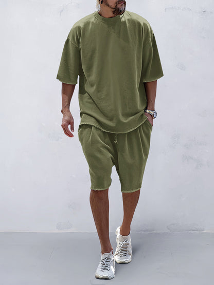 Zweiteiliges Set - Herren Oversized T-Shirt und Sweatshorts Set
