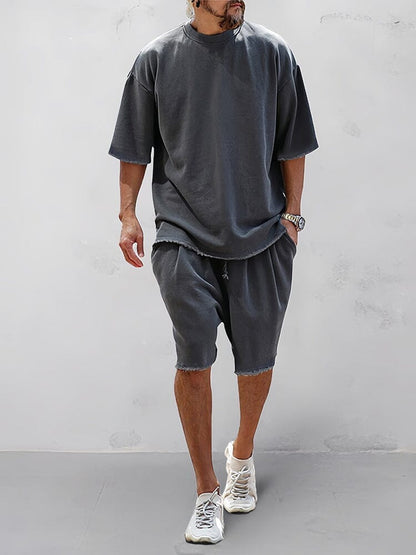 Zweiteiliges Set - Herren Oversized T-Shirt und Sweatshorts Set