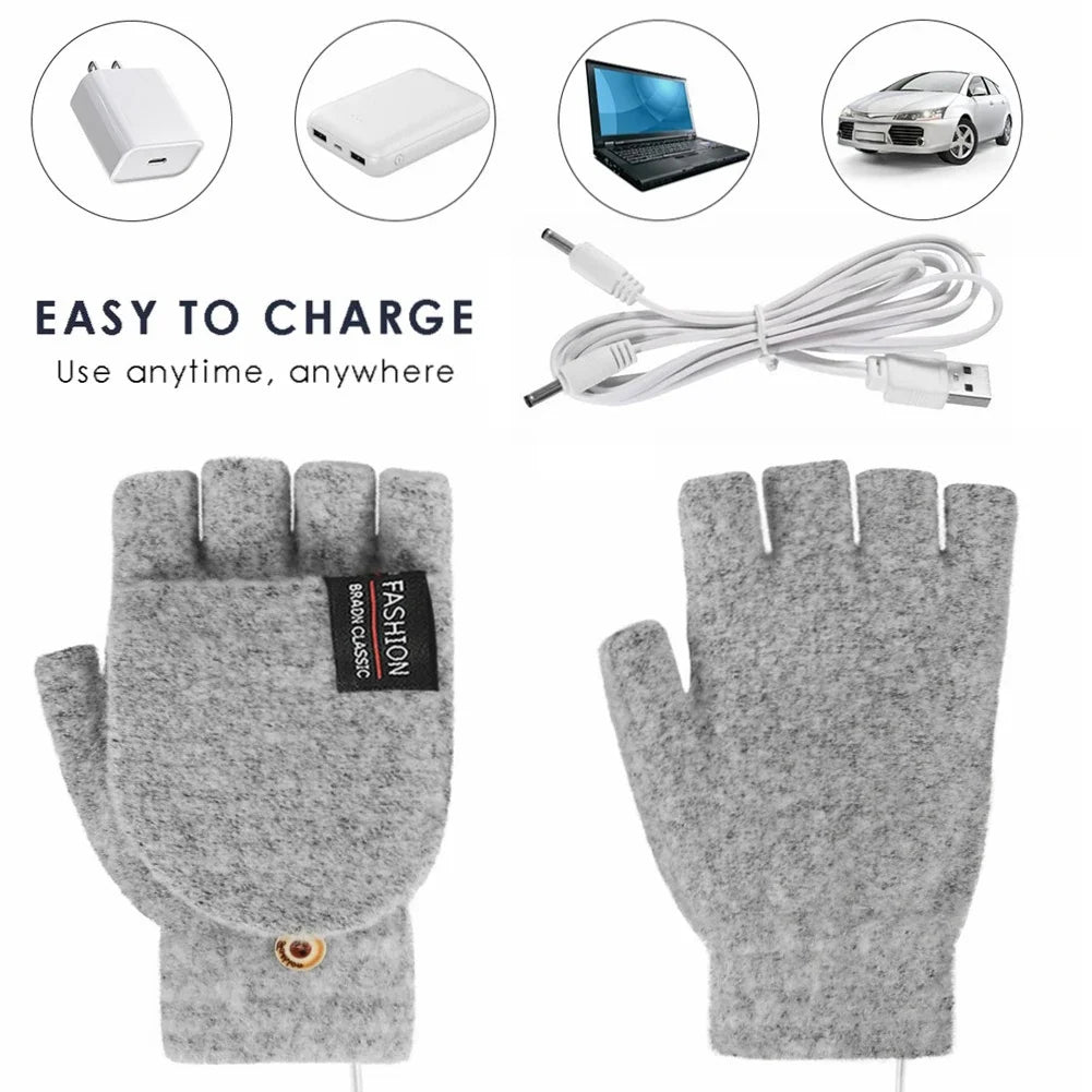 ThermoLoom USB beheizte Handschuhe | 3 Heizstufen | Weiches Strickmaterial | Unisex Einheitsgröße