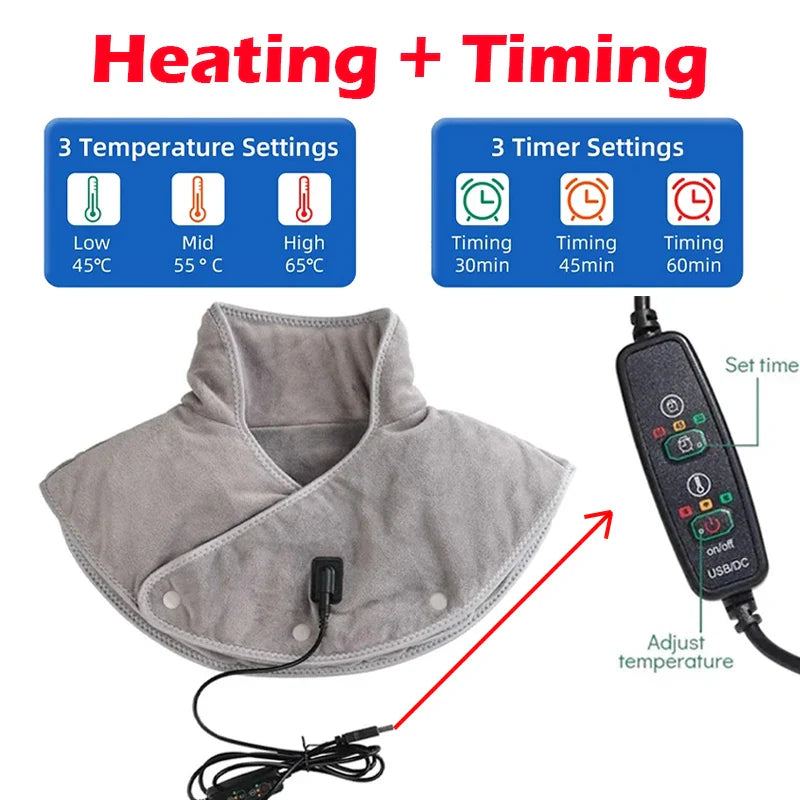 Wärme-Nacken- & Schultermassager ThermoLiva | USB-Heizkissen mit Vibration | 3 Temperaturstufen & Timer | Weicher Plüsch