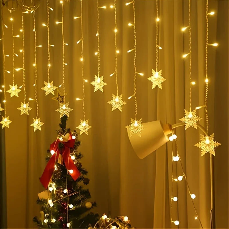Schneeflocken Vorhanglicht - USB-Betrieb - Innendekoration