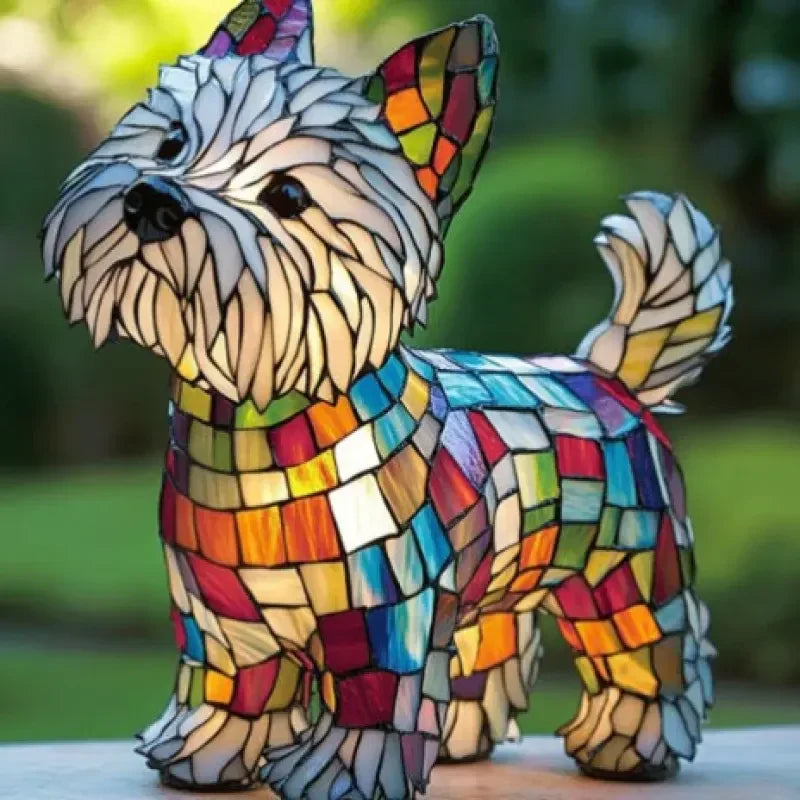 Buntglaslampe - Hundedesign - Tischlampen