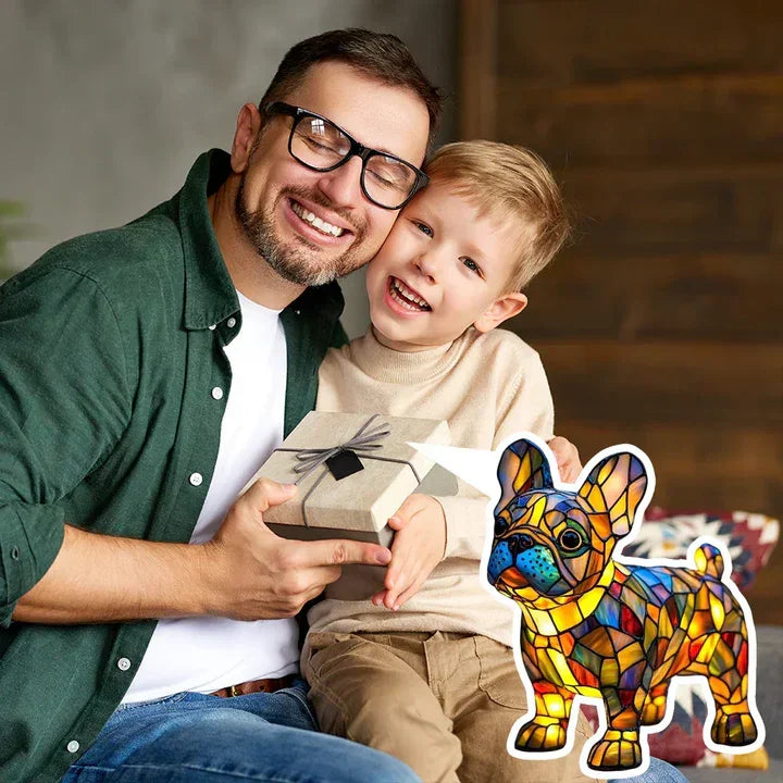 Stained glass lamp - dog design - table lamps