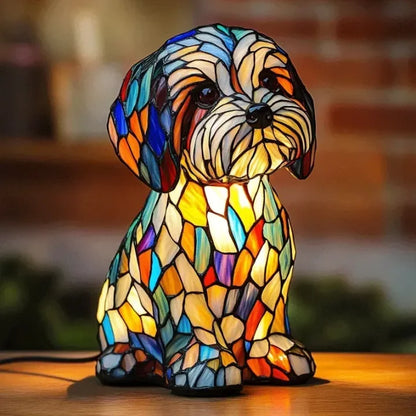 Stained glass lamp - dog design - table lamps