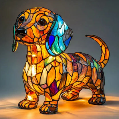 Stained glass lamp - dog design - table lamps
