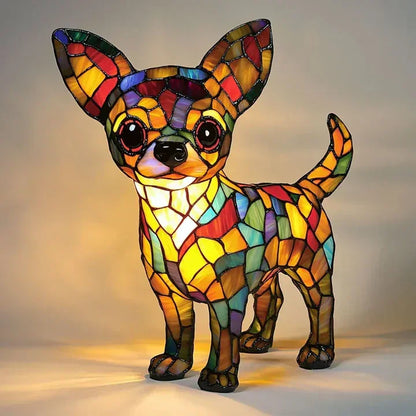 Stained glass lamp - dog design - table lamps