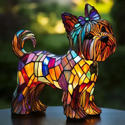 Stained glass lamp - dog design - table lamps