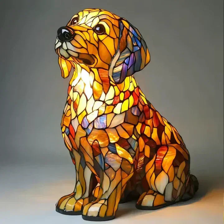 Stained glass lamp - dog design - table lamps