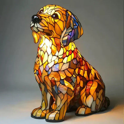 Stained glass lamp - dog design - table lamps