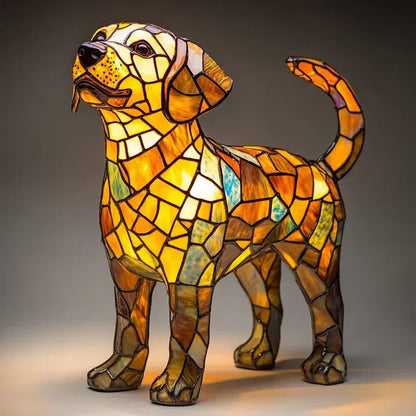 Stained glass lamp - dog design - table lamps