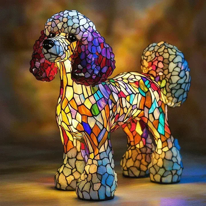 Stained glass lamp - dog design - table lamps