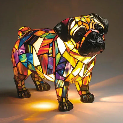 Stained glass lamp - dog design - table lamps