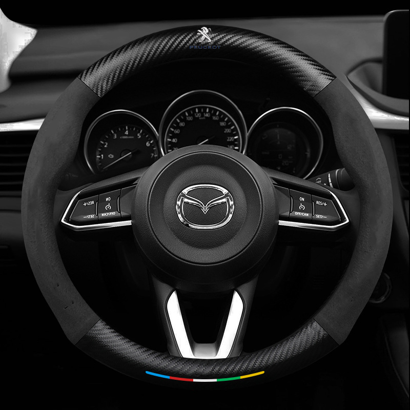 Anti-Rutsch 3D Prägung Kohlefaser Leder Auto Lenkradbezug Universelle Passform