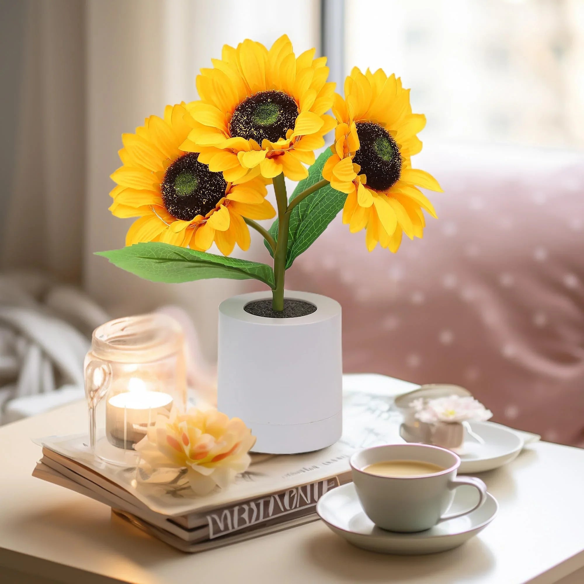 Tischlampe - Sonnenblumen-Design - LED Wiederaufladbar