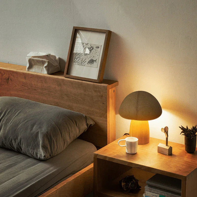 Tischlampe - Holzdesign - Pilzform
