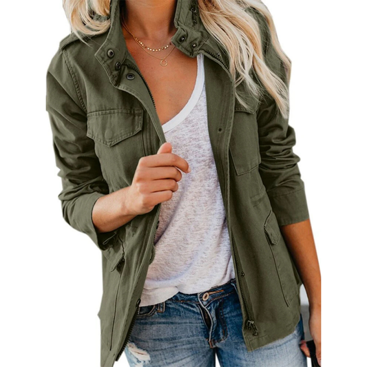 Damen Leichte Utility Jacke mit Knopfverschluss