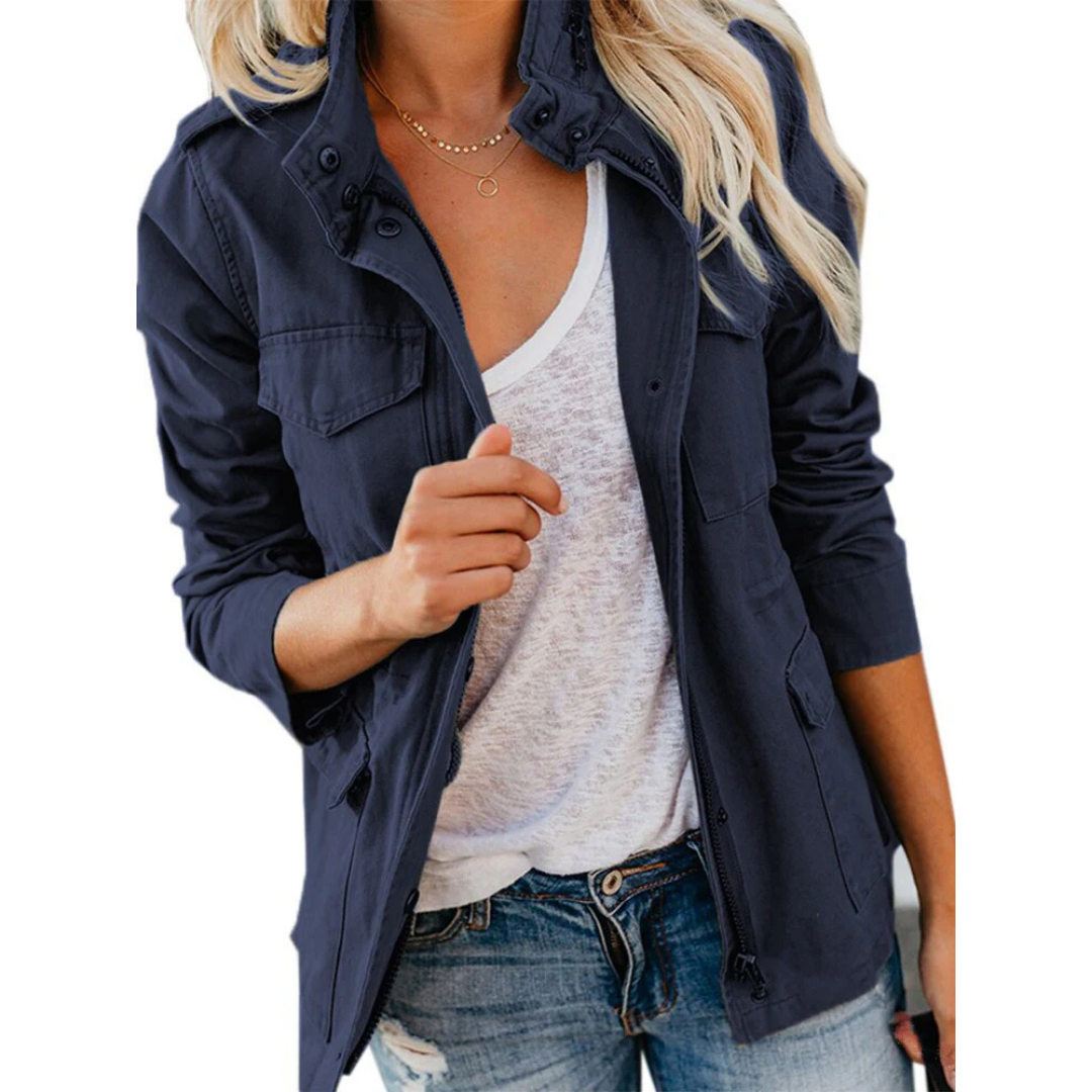 Damen Leichte Utility Jacke mit Knopfverschluss