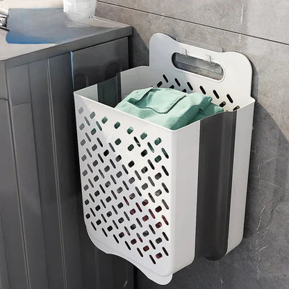 Wall-mounted laundry basket - Foldable design - Mesh construction
