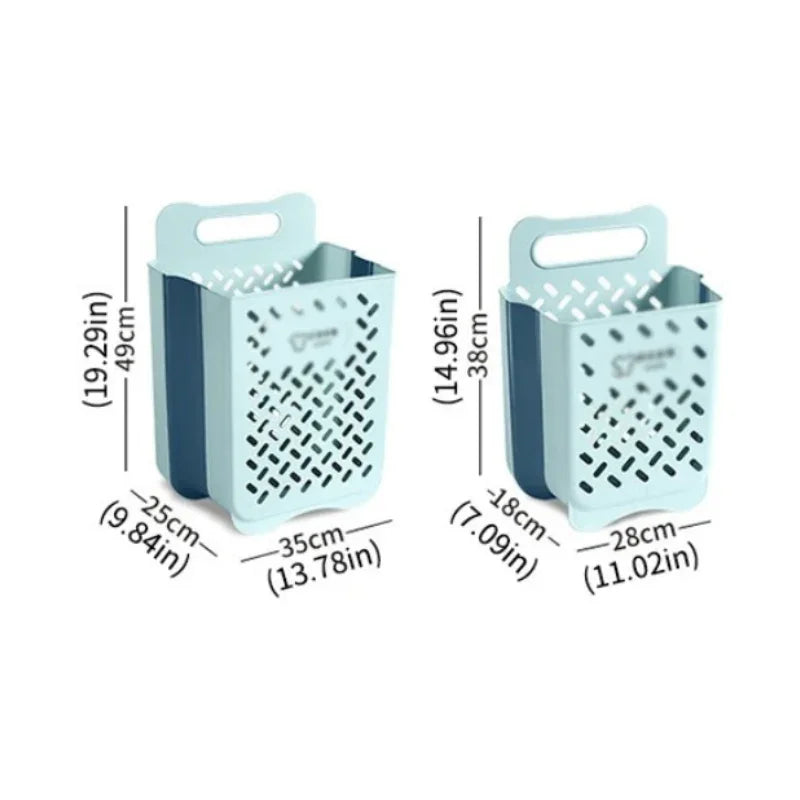 Wall-mounted laundry basket - Foldable design - Mesh construction