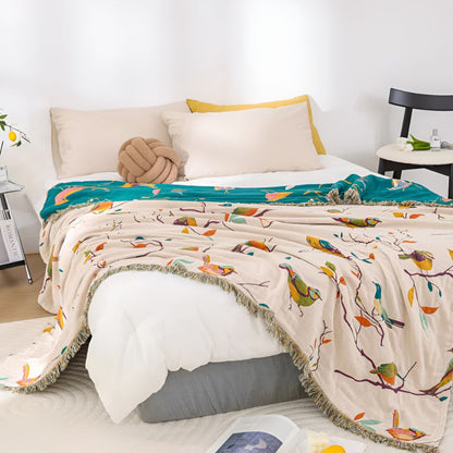 Verspielt Vogel Quasten Baumwolldecke