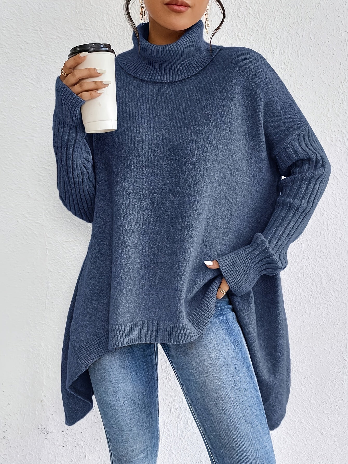 Damen Rollkragenpullover | Oversized Passform mit modernem hohen Kragen