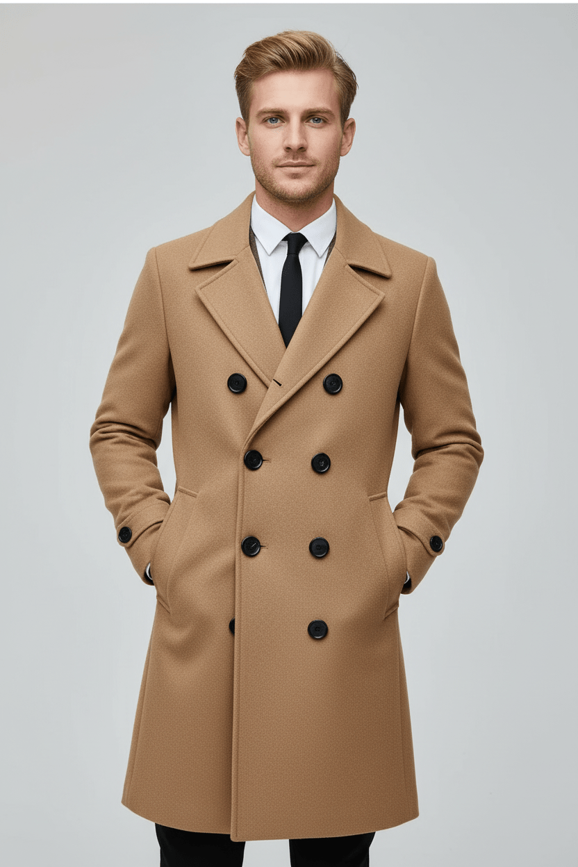 Herren Doppelt Knopf Trenchcoat | Maßgeschneiderte Passform und Raffiniertes Design