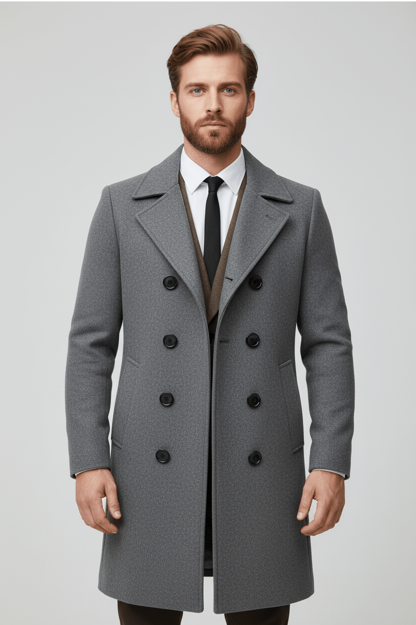 Herren Doppelt Knopf Trenchcoat | Maßgeschneiderte Passform und Raffiniertes Design
