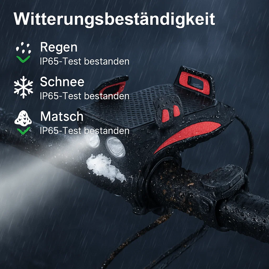 4-in-1 Fahrradlicht mit Powerbank und 1500 Lumen LED
