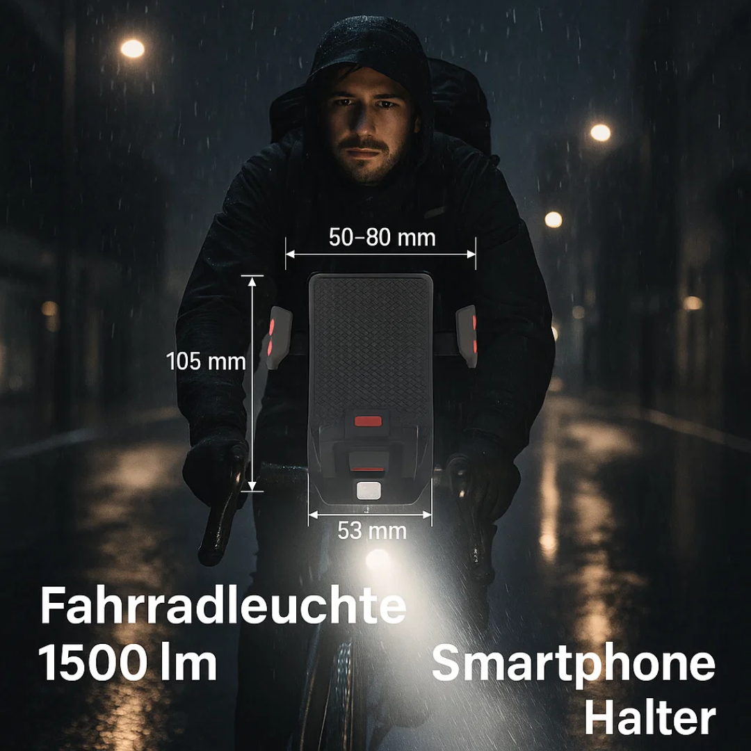 4-in-1 Fahrradlicht mit Powerbank und 1500 Lumen LED