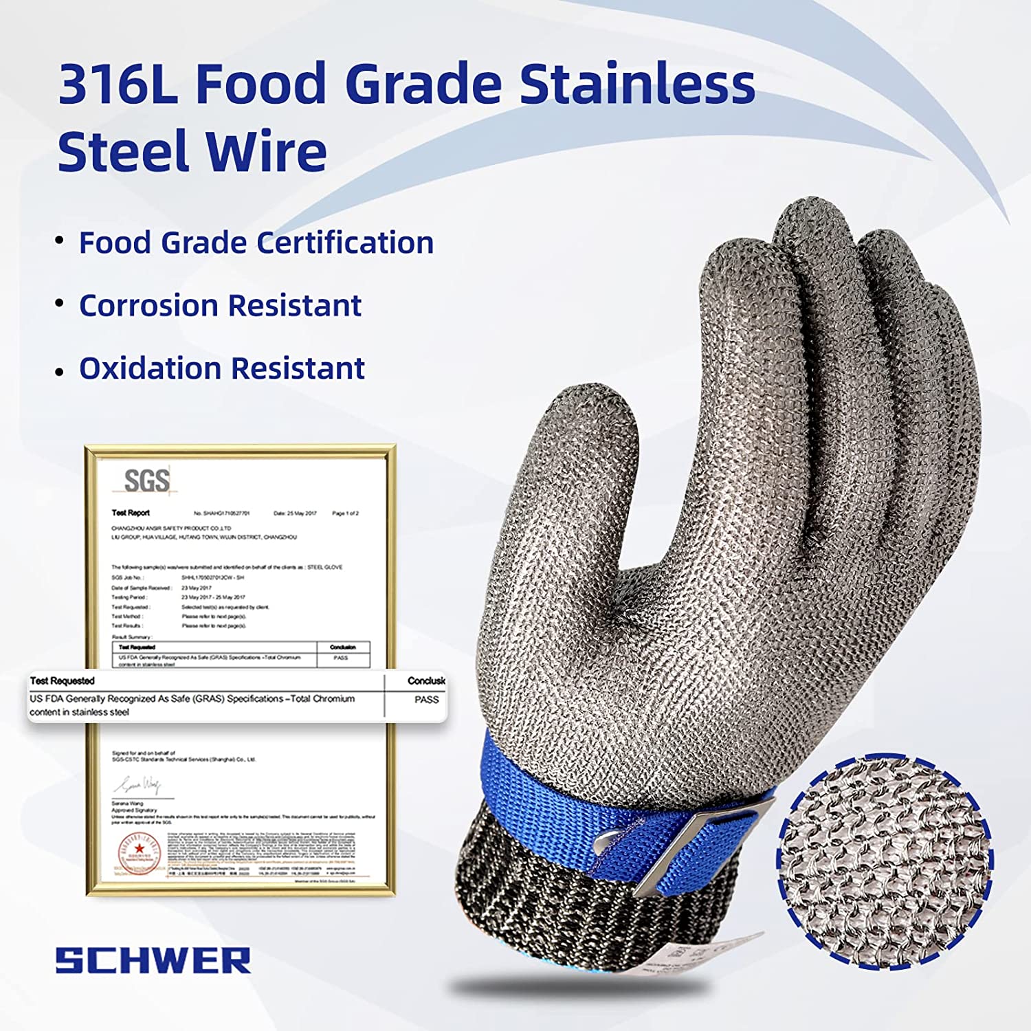 Lebensmittelqualität Edelstahl Mesh Metall Handschuh
