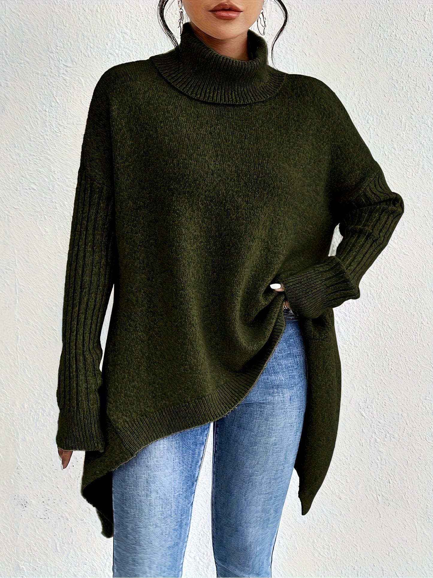 Damen Rollkragenpullover | Oversized Passform mit modernem hohen Kragen