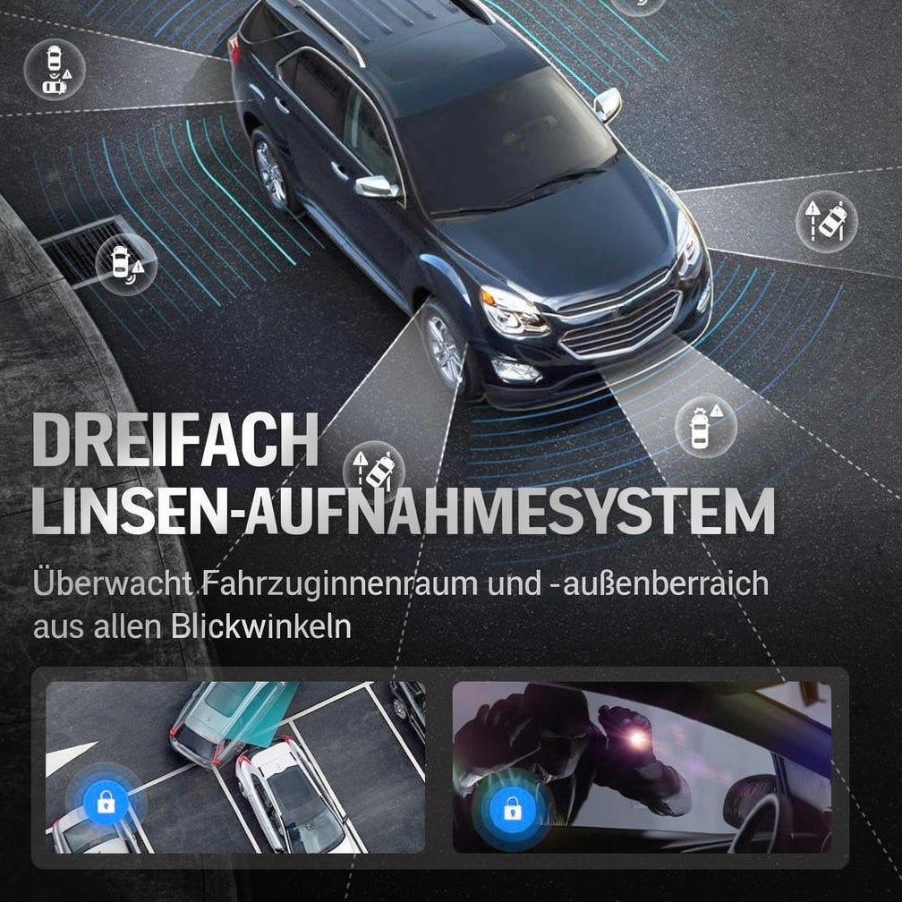 Dashcam für Auto vorne und hinten | Rückfahrkamera zum Nachrüsten | Auto Kamera | DriveCam