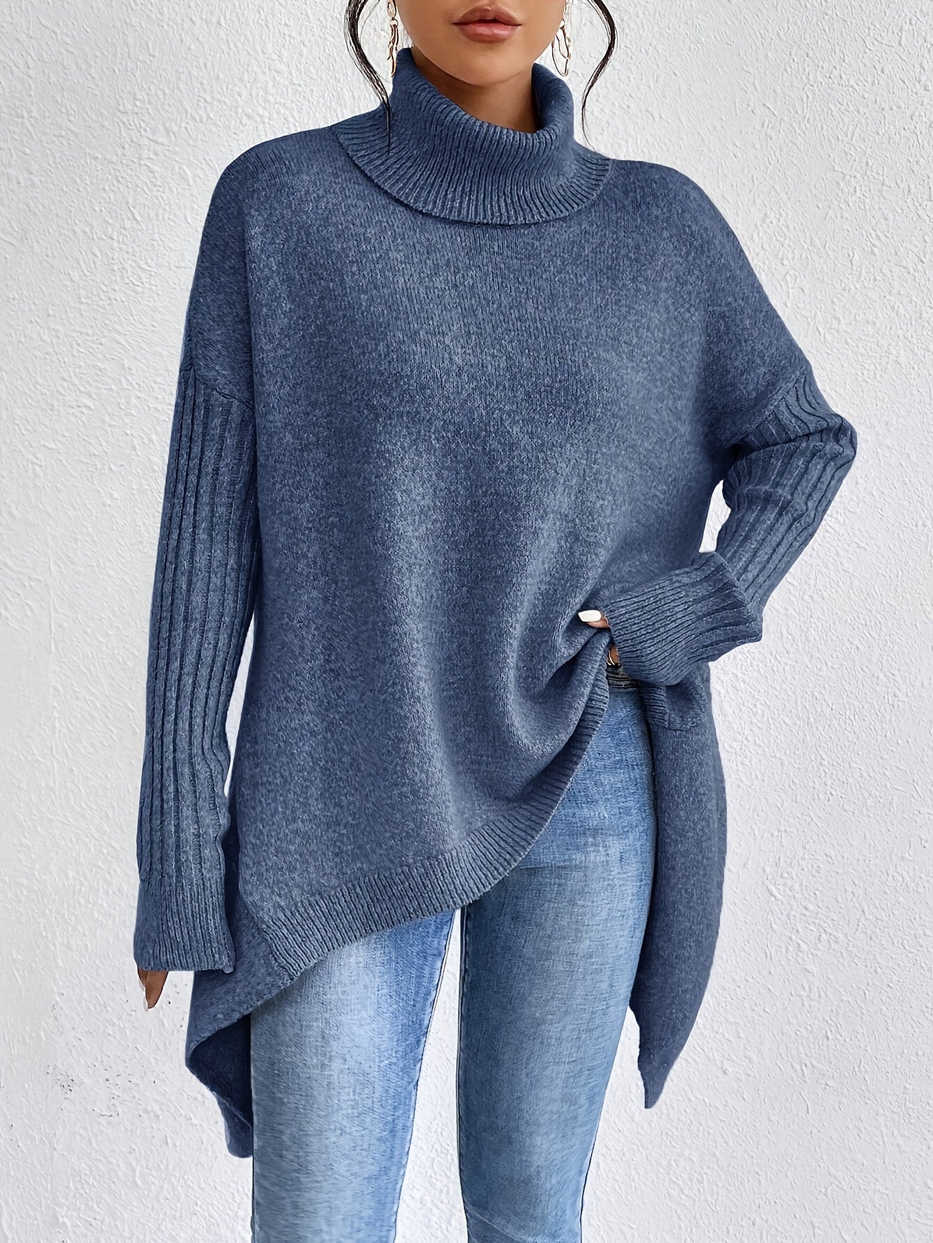 Damen Rollkragenpullover | Oversized Passform mit modernem hohen Kragen