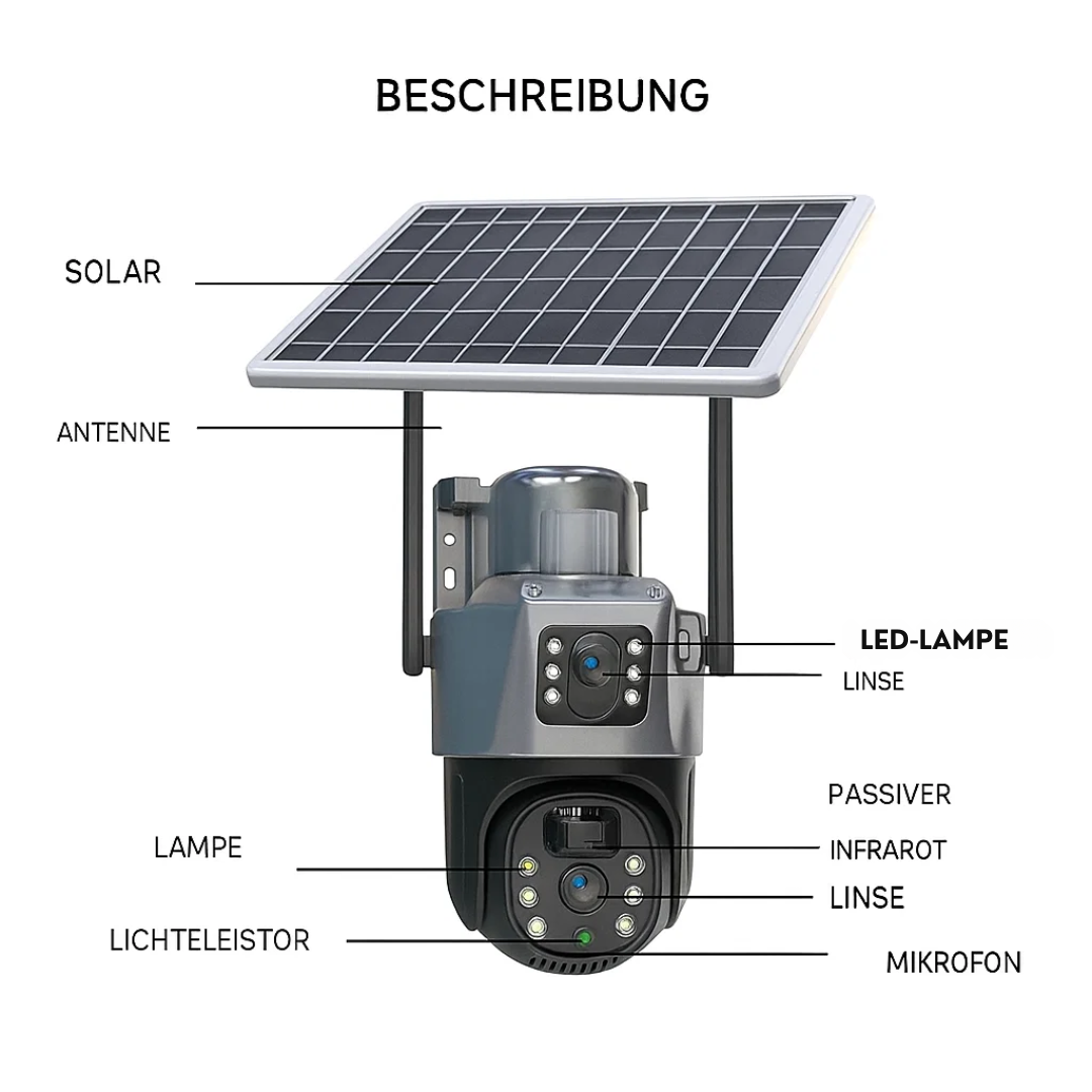 4K Sicherheitskamera mit Solarpanel