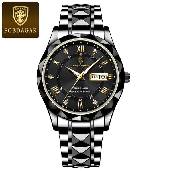 Modell 615 | Luxus-Herrenuhr | Japanisches MIYOTA-Quarzwerk | 316L Edelstahlgehäuse | Hardlex-Kristallglas | 3 ATM Wasserdicht | Lumineszierende Indizes & Datum