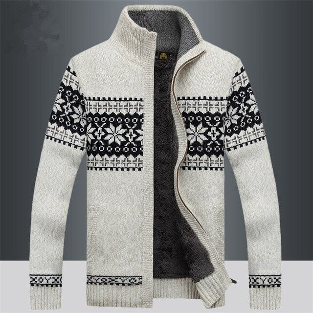 Strickjacke | Winter | Schneeflocke | Zip-Up Strickjacke | Herren Strickwaren