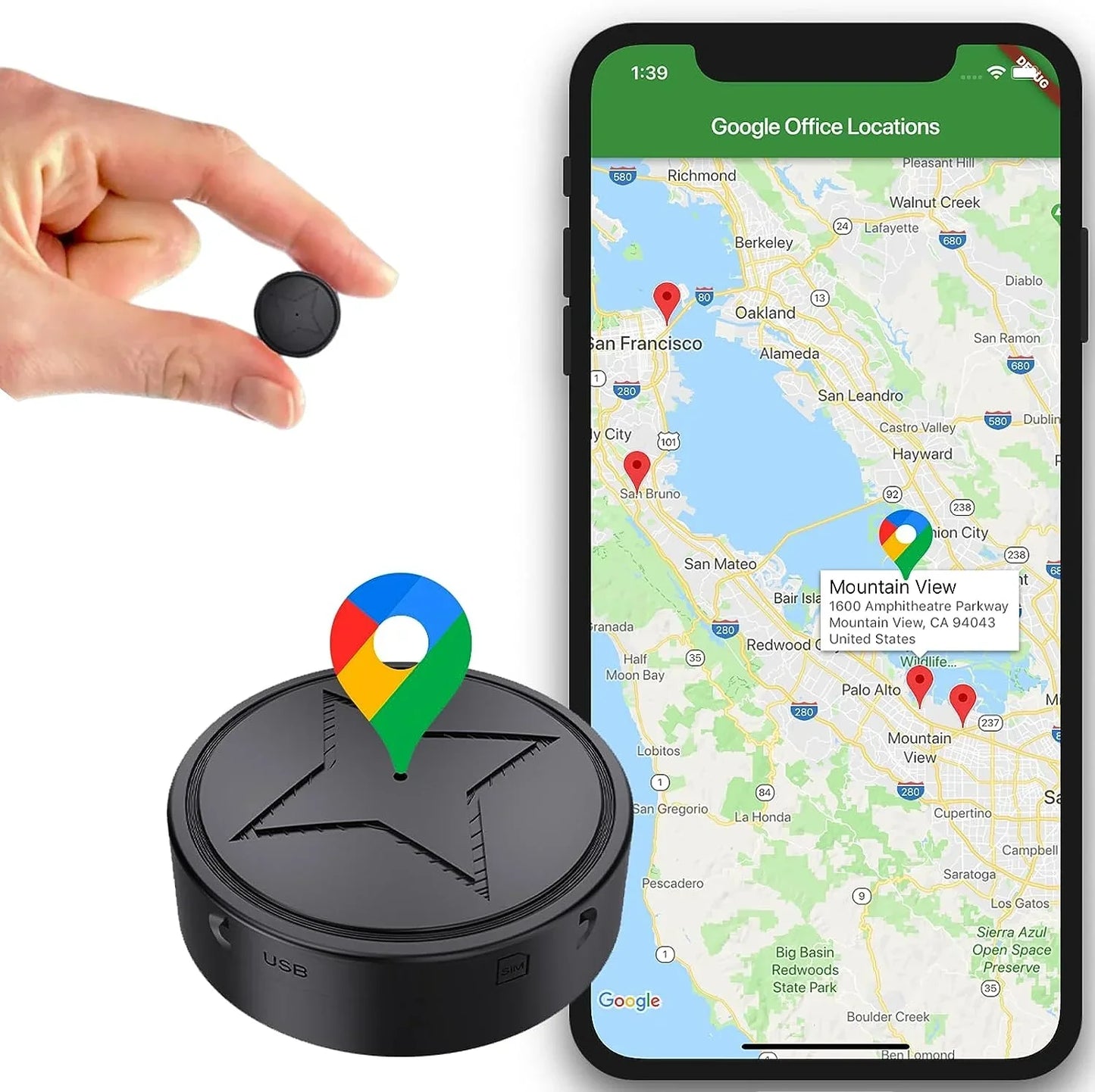 Discreet GPS tracker with magnetic mount &amp; real-time tracking