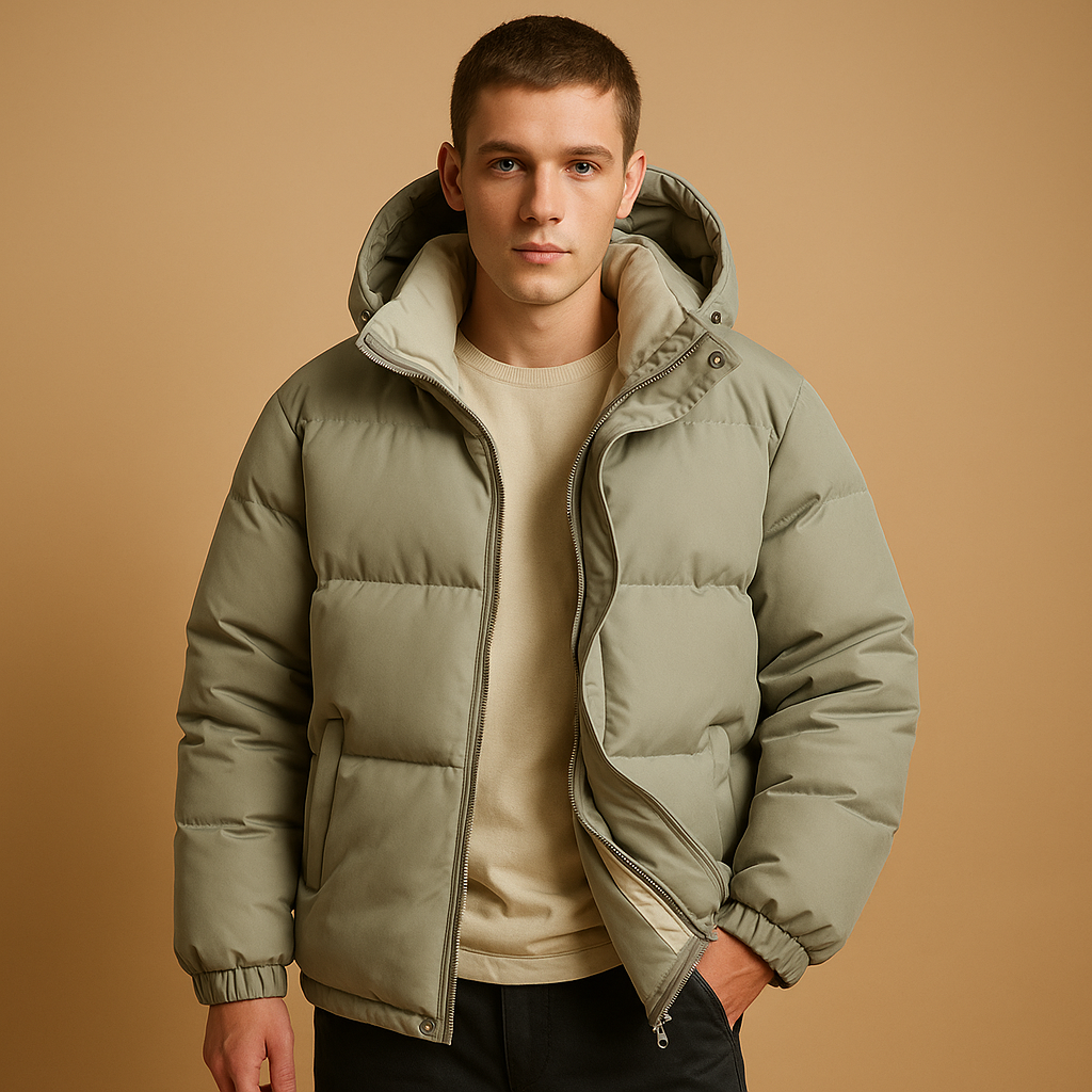 Herren Pufferjacke mit Kapuze – Gesteppten Wintermantel