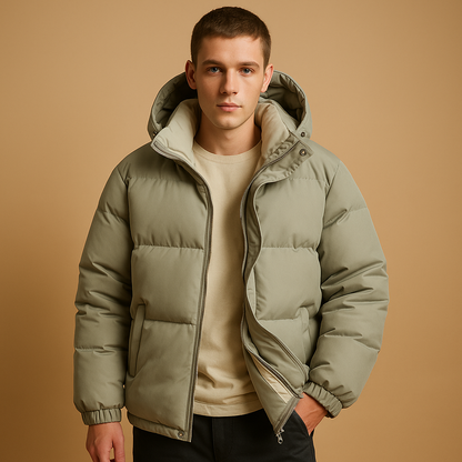 Herren Pufferjacke mit Kapuze – Gesteppten Wintermantel