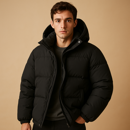Herren Pufferjacke mit Kapuze – Gesteppten Wintermantel