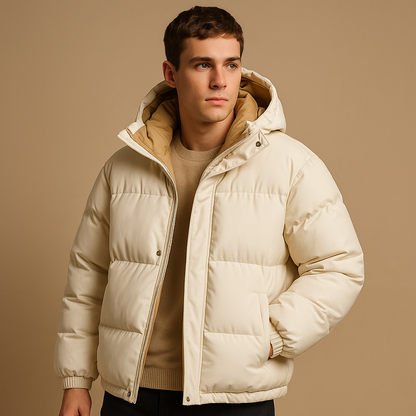 Herren Pufferjacke mit Kapuze – Gesteppten Wintermantel