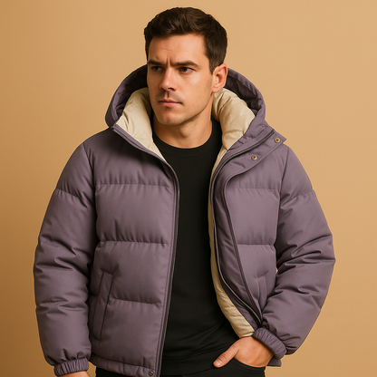 Herren Pufferjacke mit Kapuze – Gesteppten Wintermantel