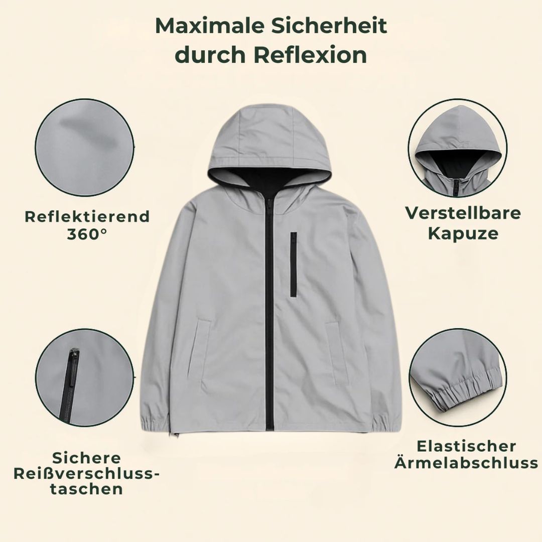 Reflektierende Jacke für Männer & Frauen | Vollständig reflektierende Jacke | GlowJack