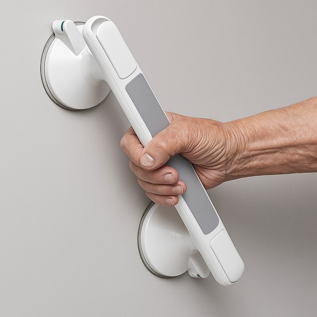 Handgriff für Dusche, Badewanne oder Toilette | Saugnapfgriff für Senioren ohne Bohren | SeniGrip