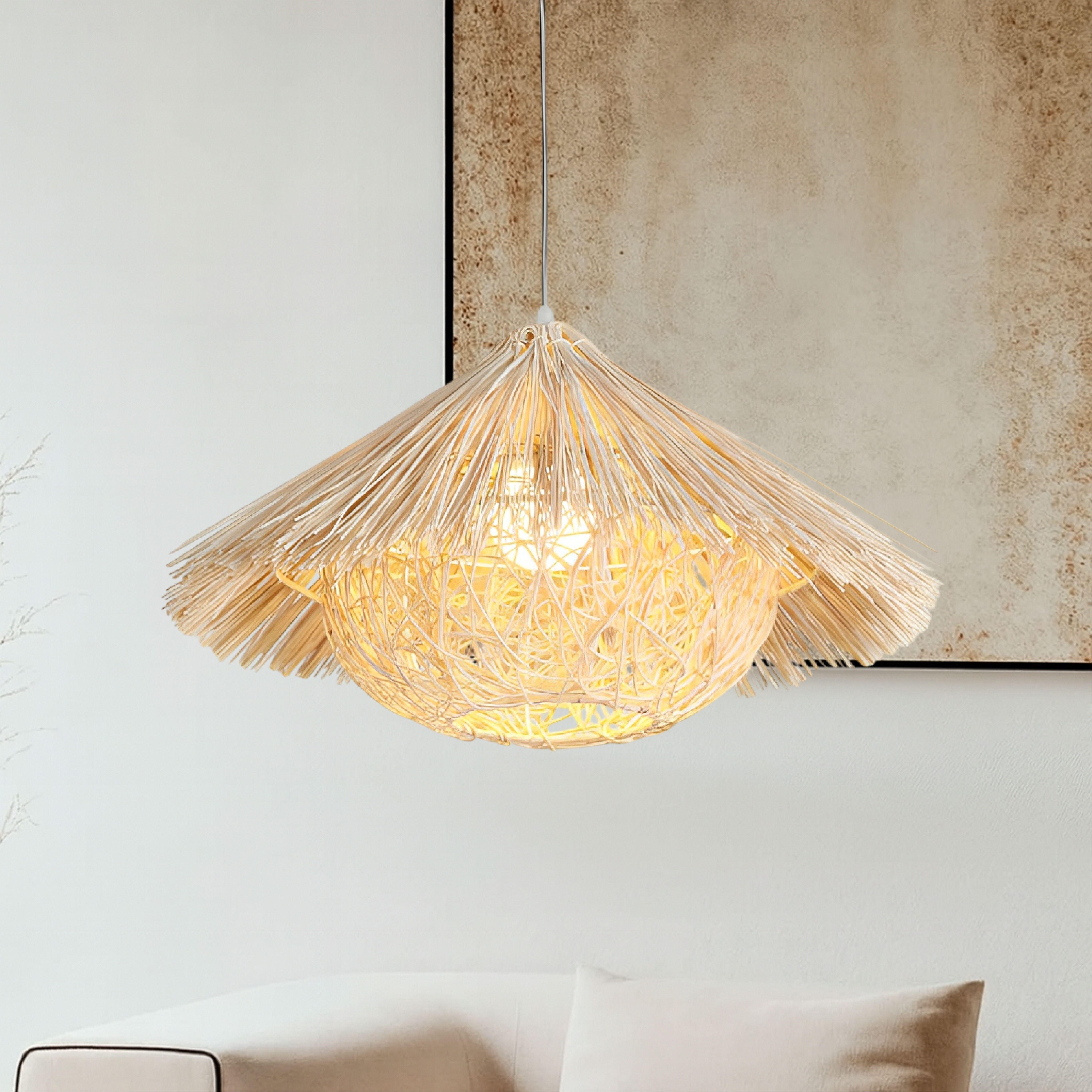 Hansi Rattan Bambus Pendelleuchte