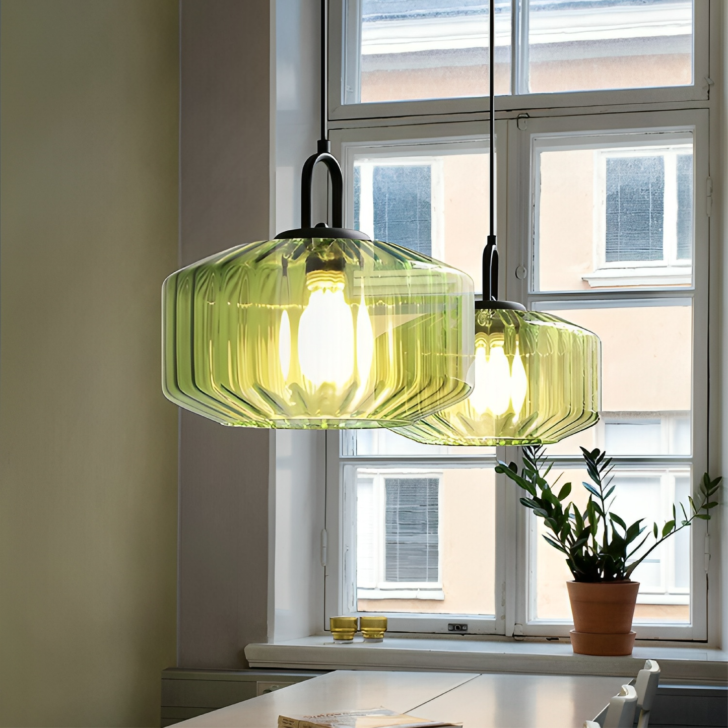 Colorful glass pendant light